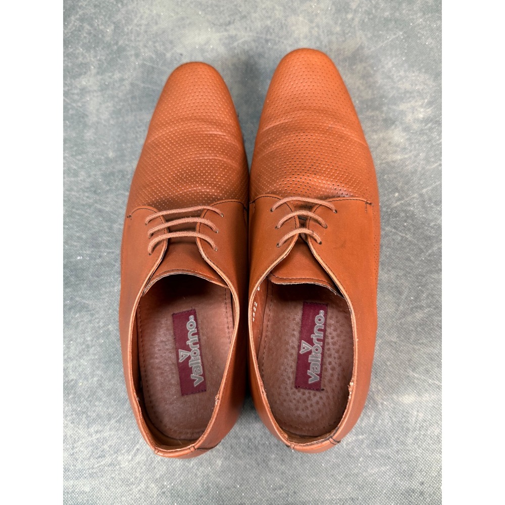 Valtorino Mens Dress Shoes Lace Up Oxfords Perforated Brown size 12